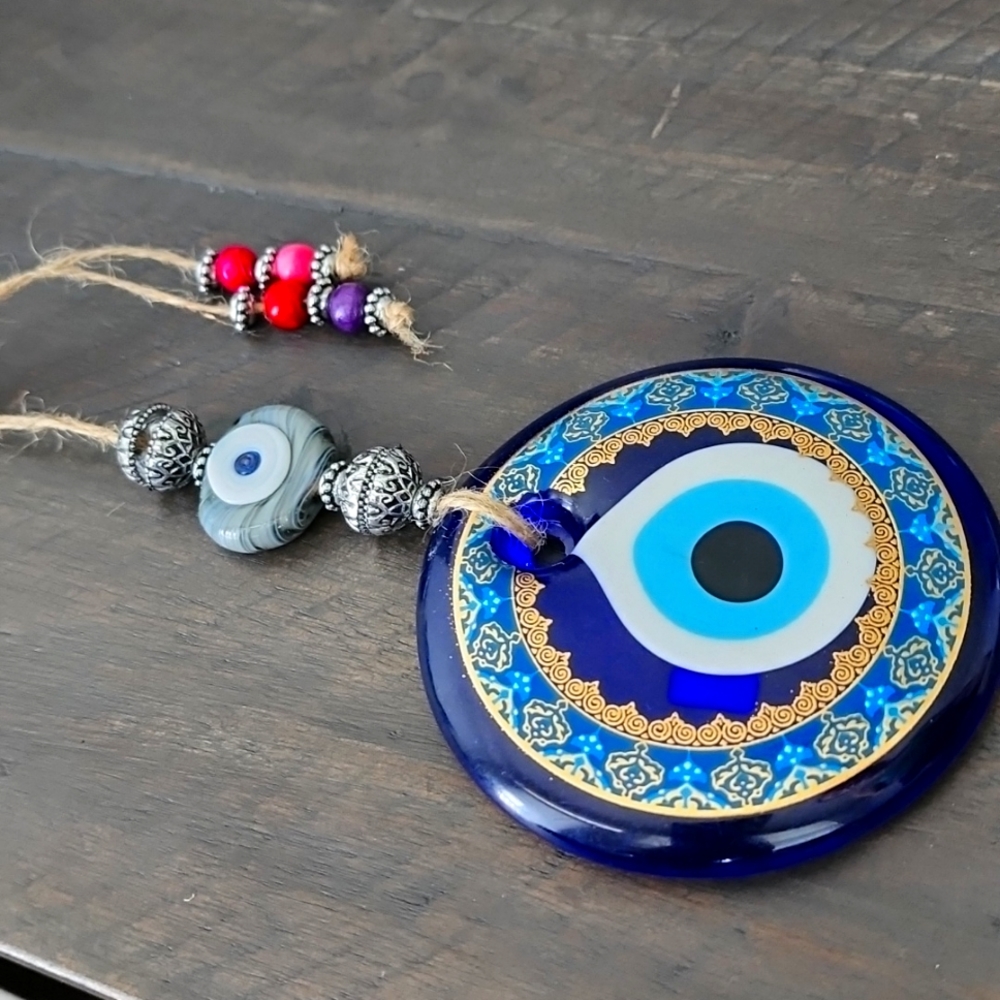 Large glass evil eye wall decor